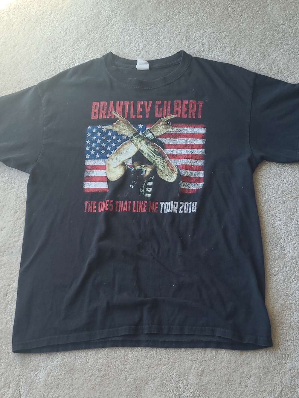 Brantley Gilbert Tour Tee with Red, White & Blue Flag Graphic